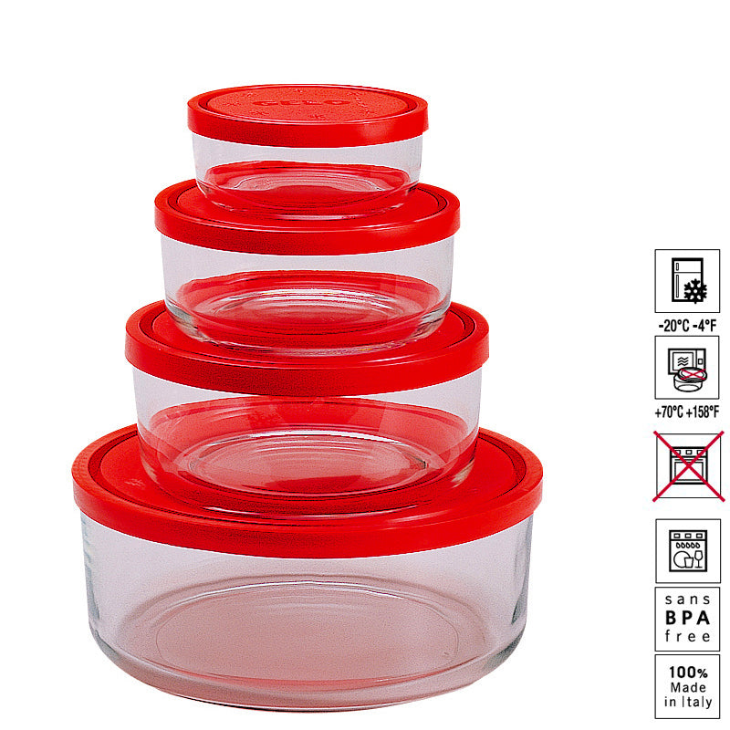 Bormioli Rocco Gelo Set Contenitore Per Alimenti In Vetro Set 4 Pz