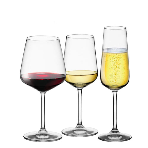 Ovid Ensemble de Verres à Vin et Flûtes en Verre Cristallin Set 12 Pcs