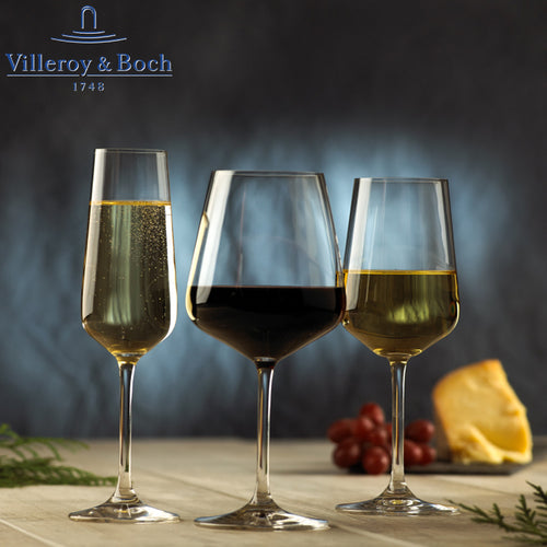 Ovid Ensemble de Verres à Vin et Flûtes en Verre Cristallin Set 12 Pcs