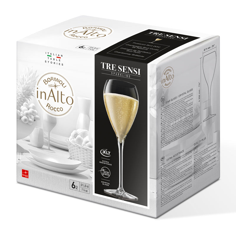 15 Cl Bormioli Rocco Inalto Tre Sensi Calice Flute In Vetro Set 6 Pezzi
