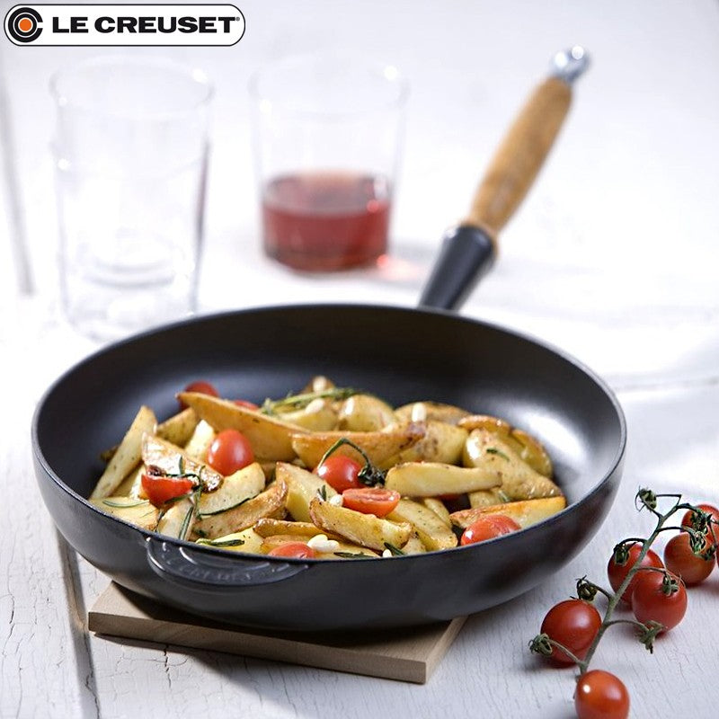 26 Cm Le Creuset Padella Alta In Ghisa Con Manico In Legno