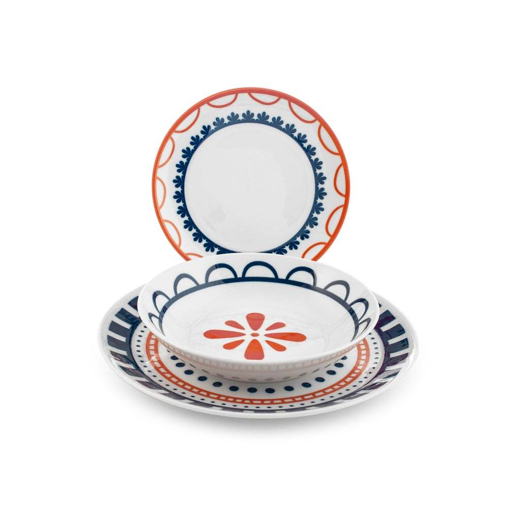 H&H Zephyra Servizio Piatti In Porcellana - Set 18 Pz