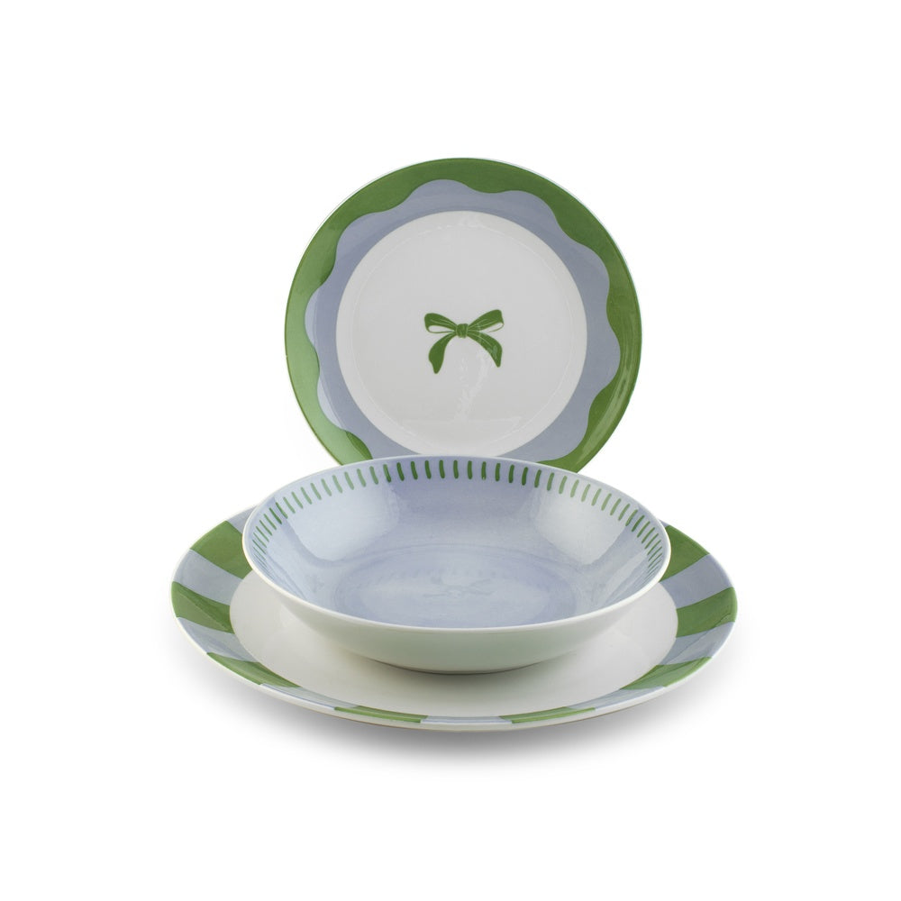 H&H Coupe Minty Servizio Piatti In Porcellana - Set 18 Pz