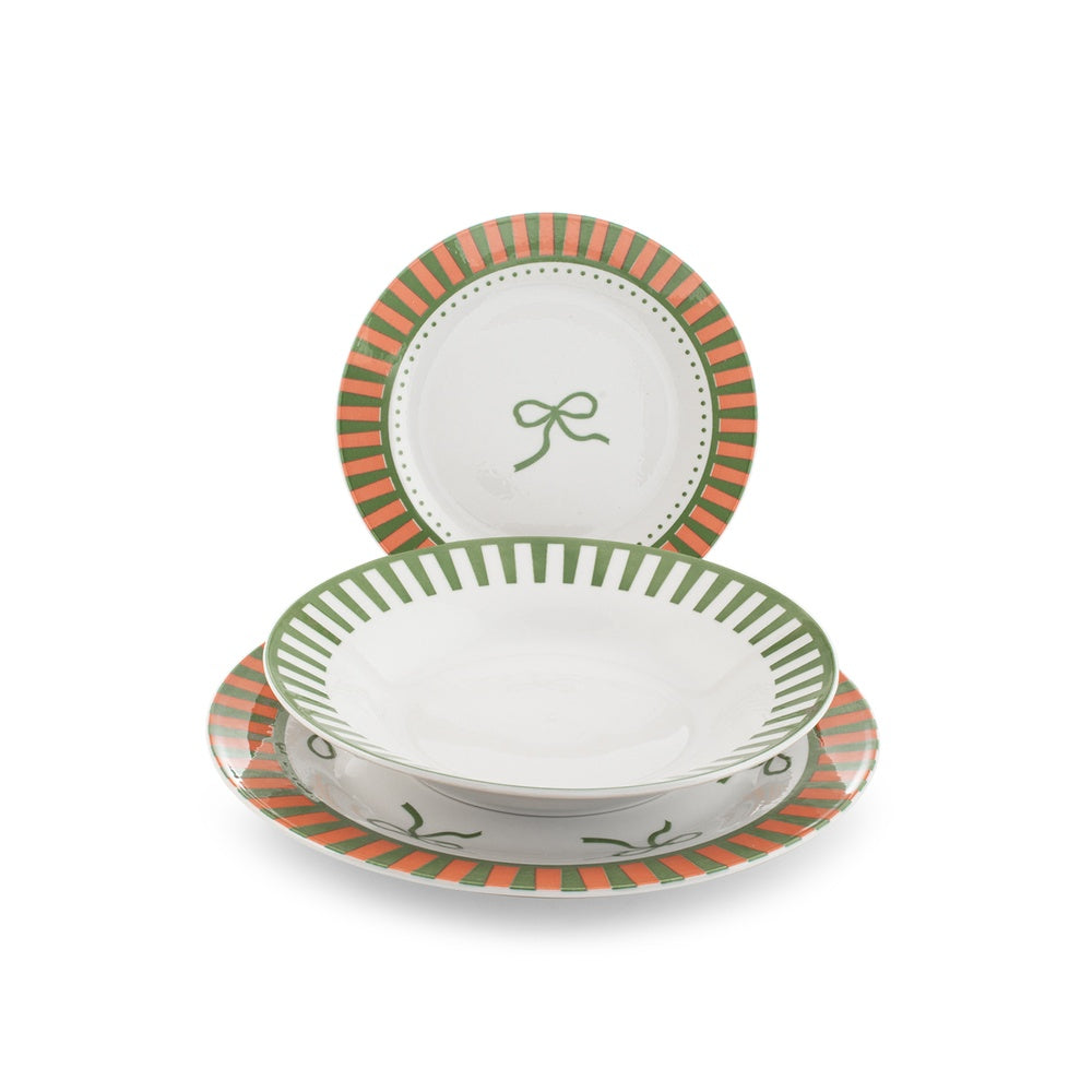 H&H Candy Servizio Piatti In Porcellana - Set 18 Pz