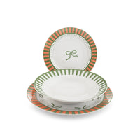 H&H Candy Servizio Piatti In Porcellana - Set 18 Pz