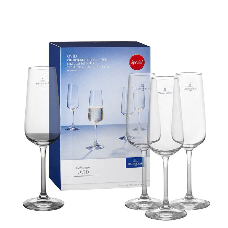 25 Cl Villeroy And Boch Ovid Calice Flute In Vetro Set 4 Pezzi