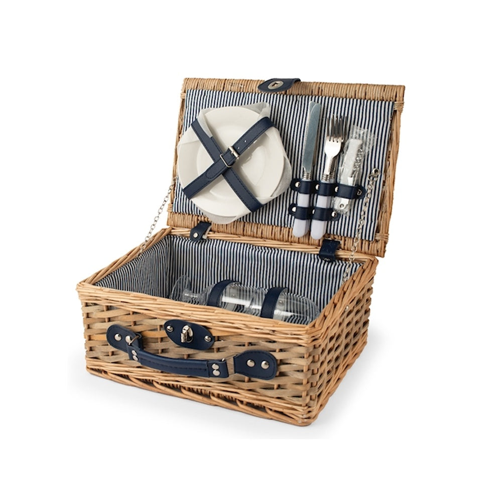 H&H Pic Nic Cestino Picnic Per 2 Persone Con Stoviglie Incluse In Ratan
