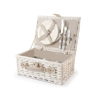 H&H Pic Nic Cestino Picnic Per 2 Persone Con Stoviglie Incluse In Ratan