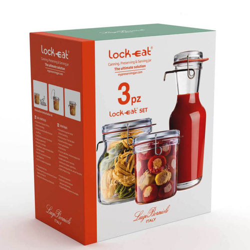 Bormioli Luigi Lock Eat Set Vasetti Ermetici In Vetro Set 3 Pezzi