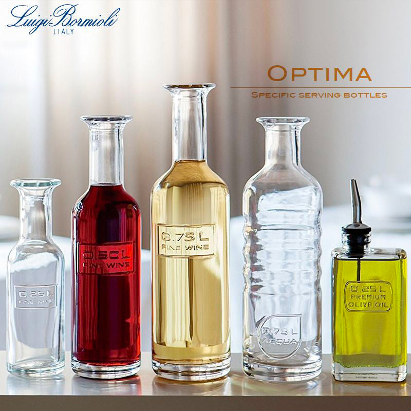 Bormioli Luigi Optima Bottiglie Acqua Vino Olio E Aceto In Vetro Set 4 Pezzi