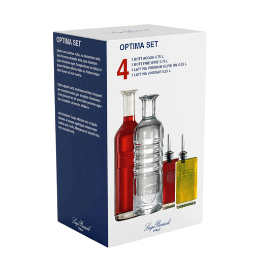 Bormioli Luigi Optima Bottiglie Acqua Vino Olio E Aceto In Vetro Set 4 Pezzi