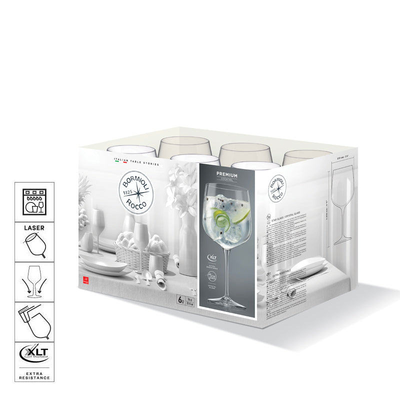 75 5 Cl Bormioli Rocco Premium Calice Gin Tonic In Vetro Set 6 Pezzi