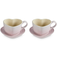 22 cl - Le Creuset Cuore Tazza Cappuccino Con Piattino In Gres Vetrificato Set 2 Pz
