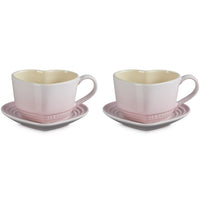 22 cl - Le Creuset Cuore Tazza Cappuccino Con Piattino In Gres Vetrificato Set 2 Pz