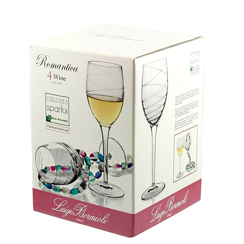 28 Cl Bormioli Luigi Romantica Calice Vino Bianco In Vetro Set 4 Pezzi