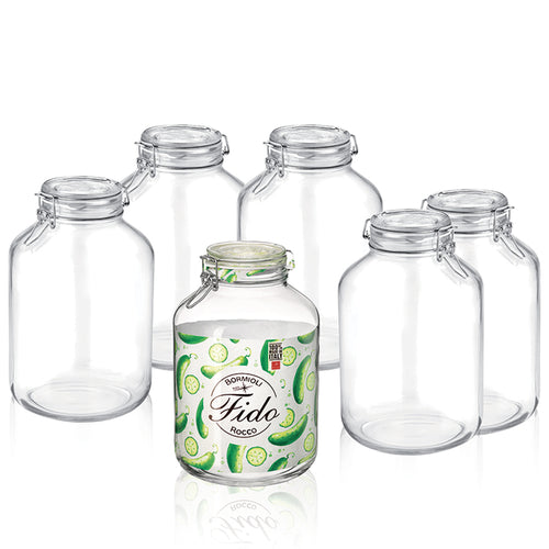 500 Cl Bormioli Rocco Fido Vasetto Ermetico Cilindrico In Vetro Set 6 Pz