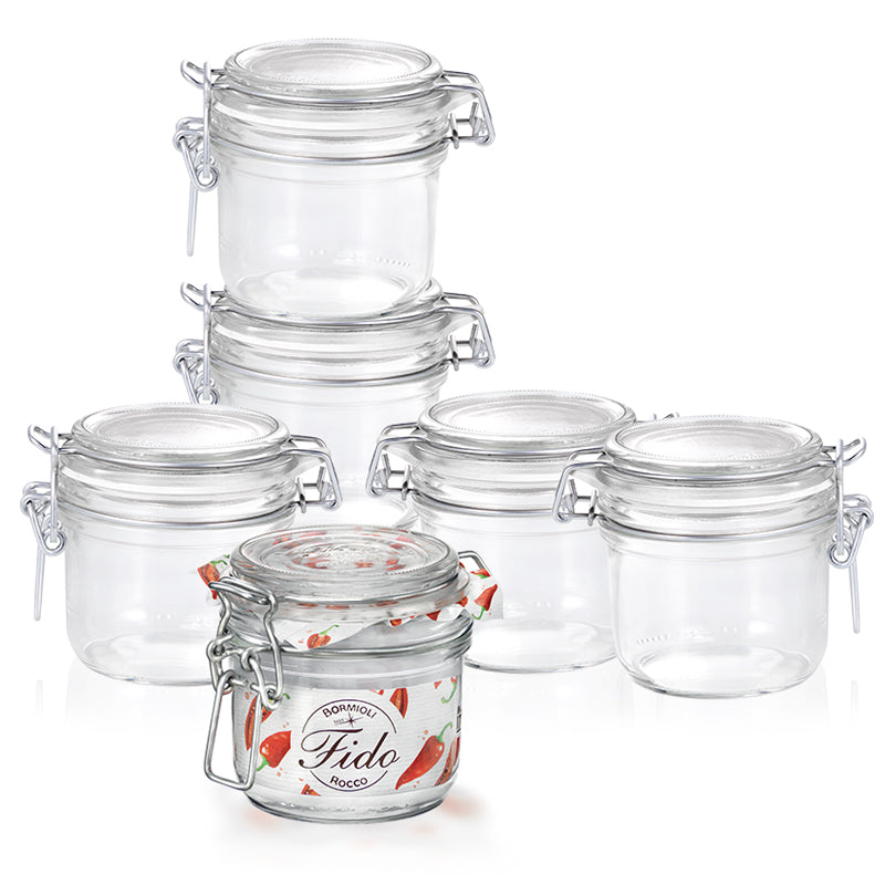20 Cl Bormioli Rocco Fido Vasetto Ermetico Cilindrico In Vetro Set 6 Pz
