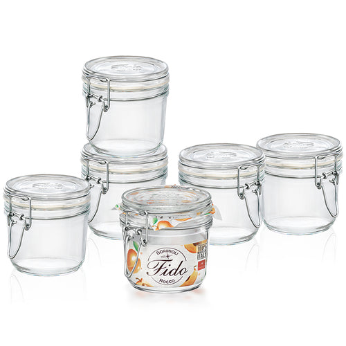 35 Cl Bormioli Rocco Fido Vasetto Ermetico Cilindrico In Vetro Set 6 Pz