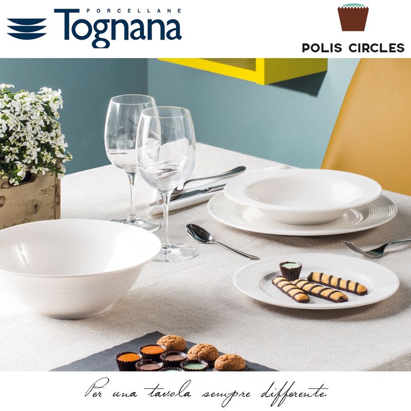 Tognana Polis Circles Servizio Piatti In Porcellana Set 18 Pz