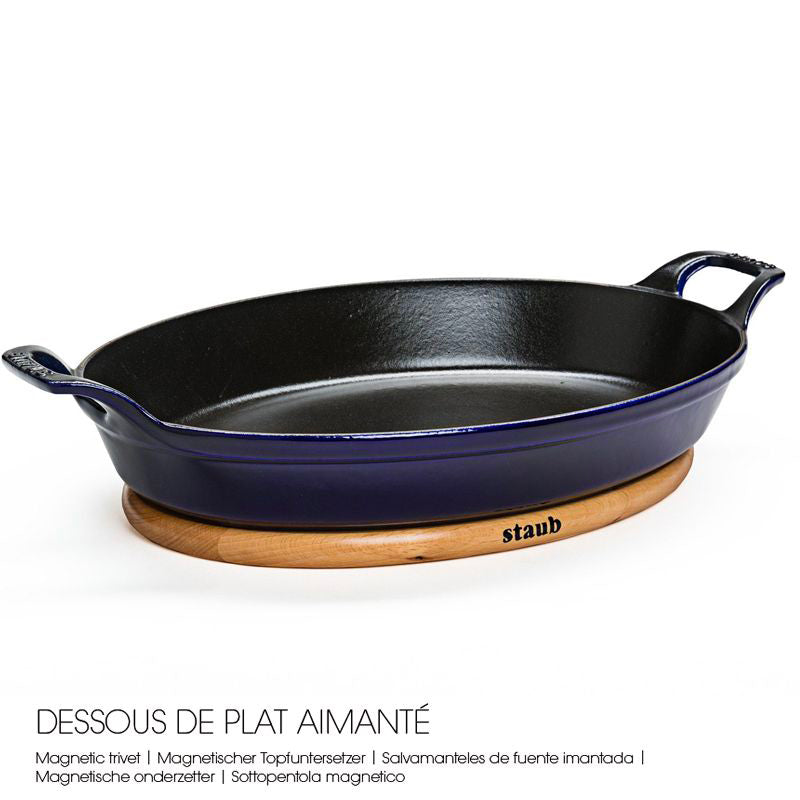 29X20 Cm Staub Sottopentola Magnetico Ovale In Legno
