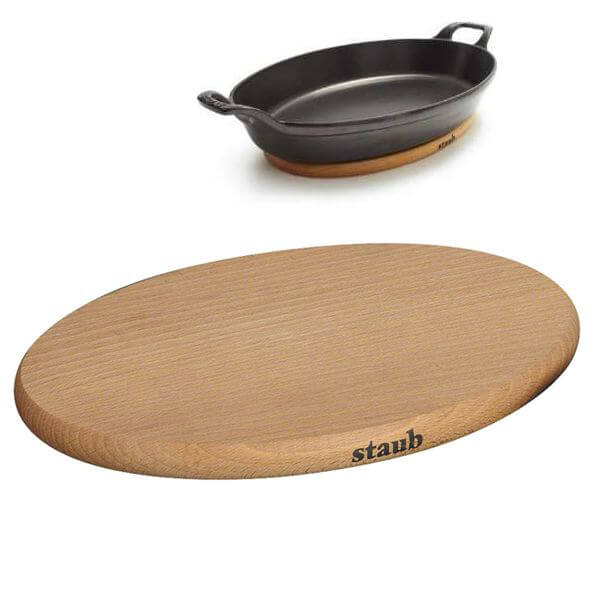 29X20 Cm Staub Sottopentola Magnetico Ovale In Legno