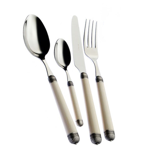 Bugatti Dorico Servizio Posate Ghiera Argentata Acciaio Inox E Abs Set 24 Pz