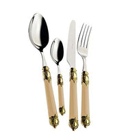 Bugatti Rinascimento Servizio Posate Ghiera Dorata Acciaio Inox E Abs Set 24 Pz