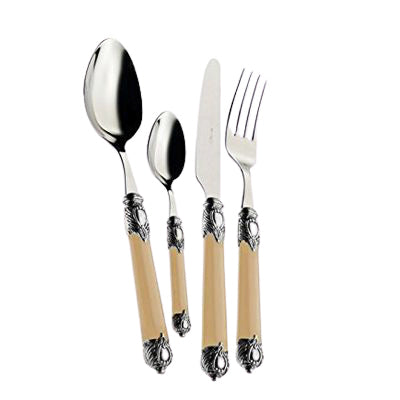 Bugatti Rinascimento Servizio Posate Ghiera Argentata Acciaio Inox E Abs Set 24 Pz