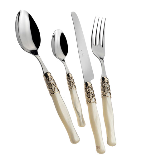 Bugatti Selene Servizio Posate Ghiera Dorata Acciaio Inox Set 24 Pz