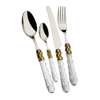Bugatti Cristallo Servizio Posate Ghiera Dorata Acciaio Inox Set 24 Pz