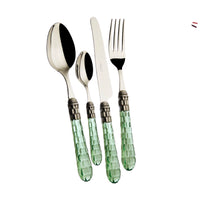 Bugatti Cristallo Servizio Posate Ghiera Argentata Acciaio Inox Set 24 Pz
