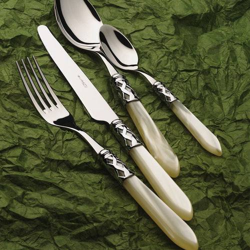 Bugatti Aladdin Servizio Posate Ghiera Cromata Acciaio Inox E Acrilico Set 24 Pz
