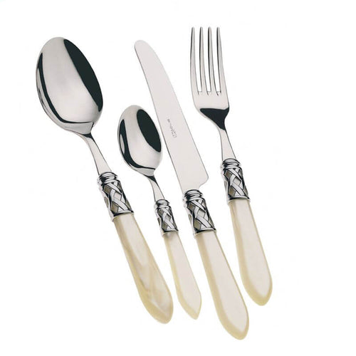 Bugatti Aladdin Servizio Posate Ghiera Cromata Acciaio Inox E Acrilico Set 24 Pz