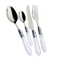 Bugatti Aladdin Servizio Posate Ghiera Cromata Acciaio Inox E Acrilico Set 24 Pz