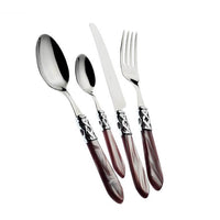 Bugatti Aladdin Servizio Posate Ghiera Cromata Acciaio Inox E Acrilico Set 24 Pz