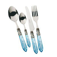 Bugatti Aladdin Servizio Posate Ghiera Argentata Acciaio Inox E Acrilico Set 24 Pz