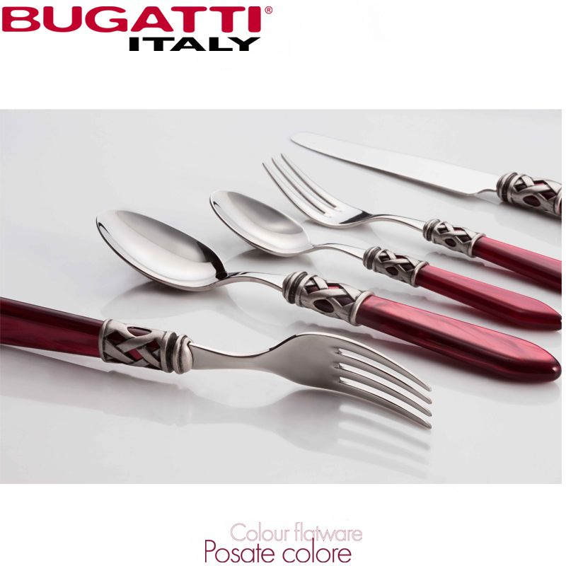 Bugatti Aladdin Servizio Posate Ghiera Argentata Acciaio Inox E Acrilico Set 24 Pz