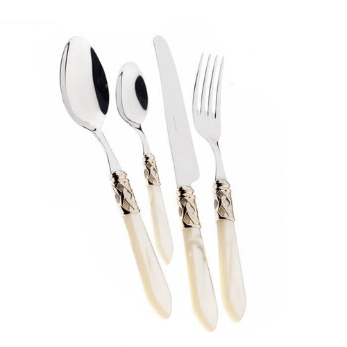 Bugatti Aladdin Servizio Posate Ghiera Dorata Acciaio Inox E Acrilico Set 24 Pz