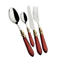 Bugatti Aladdin Servizio Posate Ghiera Dorata Acciaio Inox E Acrilico Set 24 Pz