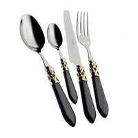 Bugatti Aladdin Servizio Posate Ghiera Dorata Acciaio Inox E Acrilico Set 24 Pz