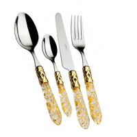 Bugatti Aladdin Servizio Posate Ghiera Dorata Acciaio Inox E Acrilico Set 24 Pz