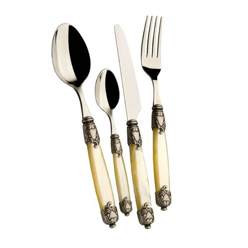 Bugatti Rococo Servizio Posate Ghiera Argentata Acciaio Inox Set 24 Pz
