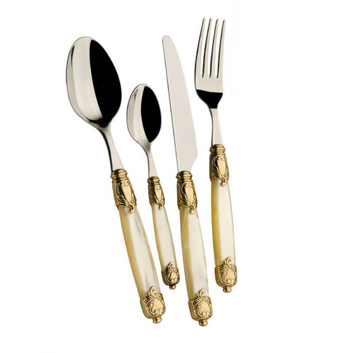 Bugatti Rococo Servizio Posate Ghiera Dorata Acciaio Inox Set 24 Pz