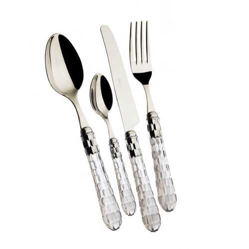 Bugatti Cristallo Servizio Posate Ghiera Cromata Acciaio Inox Set 24 Pz