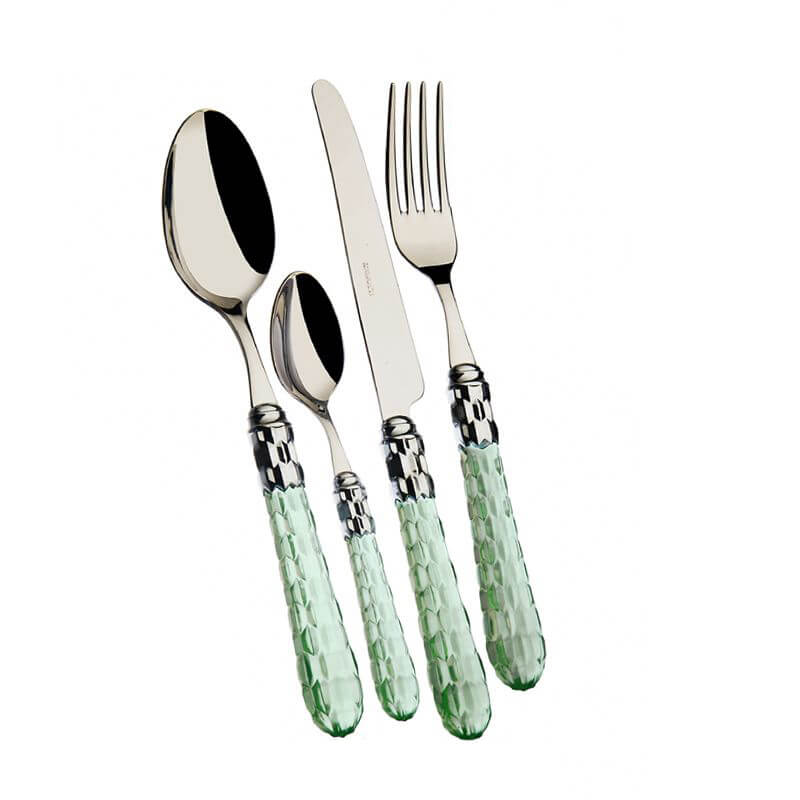 Bugatti Cristallo Servizio Posate Ghiera Cromata Acciaio Inox Set 24 Pz
