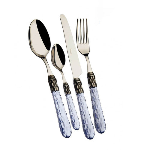 Bugatti Cristallo Servizio Posate Ghiera Argentata Acciaio Inox Set 24 Pz