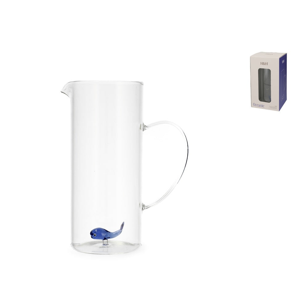150 cl - H&H Brocca Con Decoro In Vetro Borosilicato