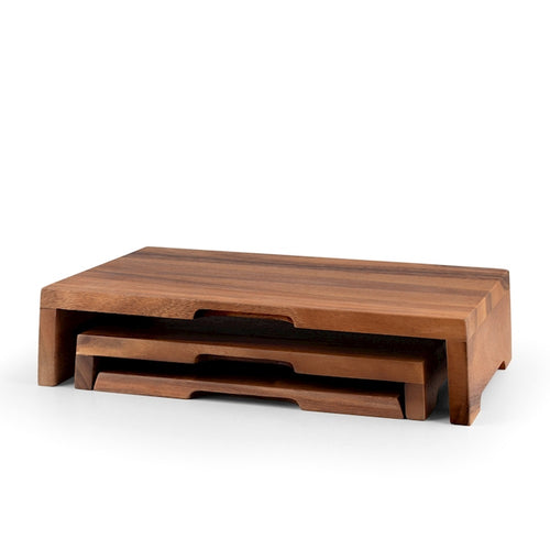 H&H Acacia Alzate Tavola In Legno di Acacia - Set 3 Pz