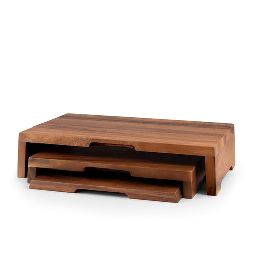 H&H Acacia Alzate Tavola In Legno di Acacia - Set 3 Pz