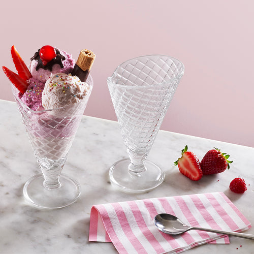 27 Cl Bormioli Rocco Gelato Coppa Gelato Cornetto In Vetro Set 6 Pz